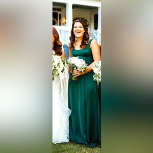 Dark green juniper David’s bridal bridesmaid dress